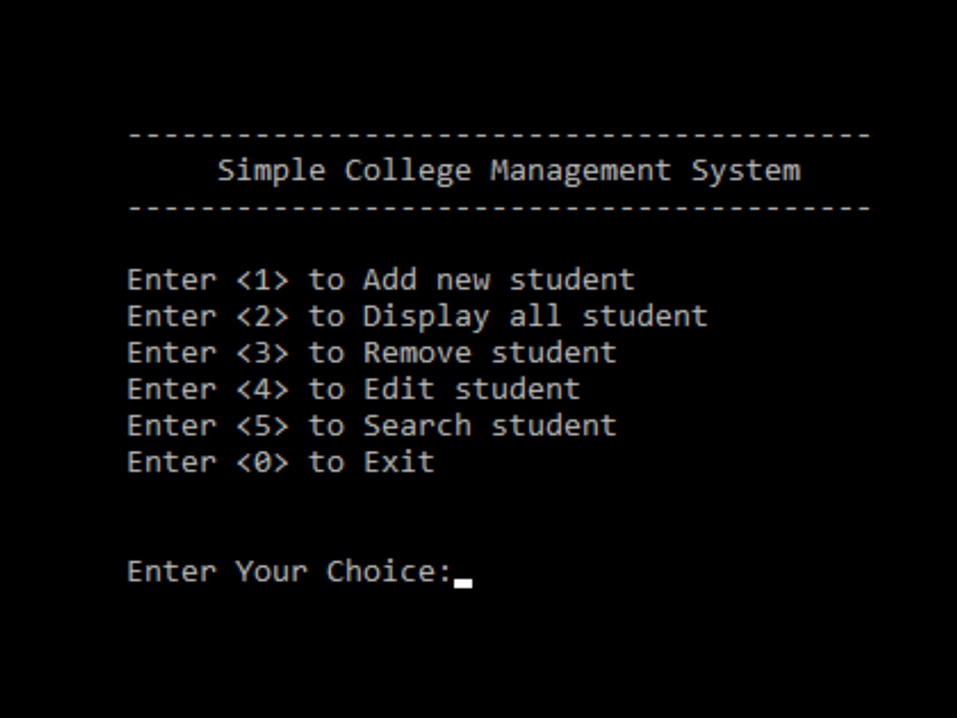 College Management System in C++ Github